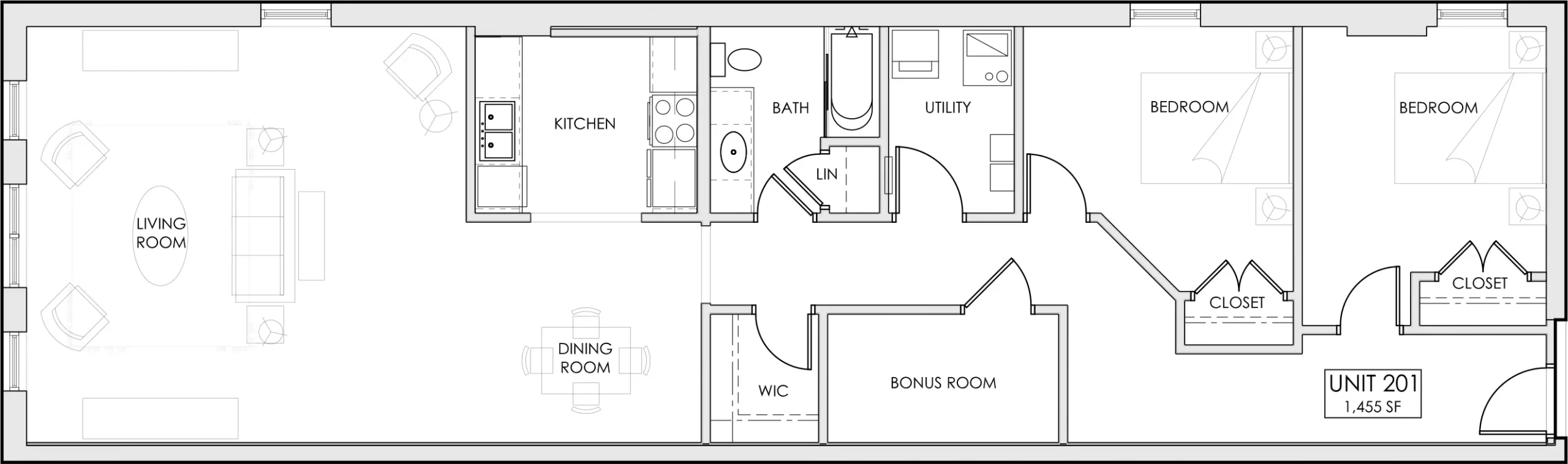 Floor Plan for Hotel Royal Unit 201